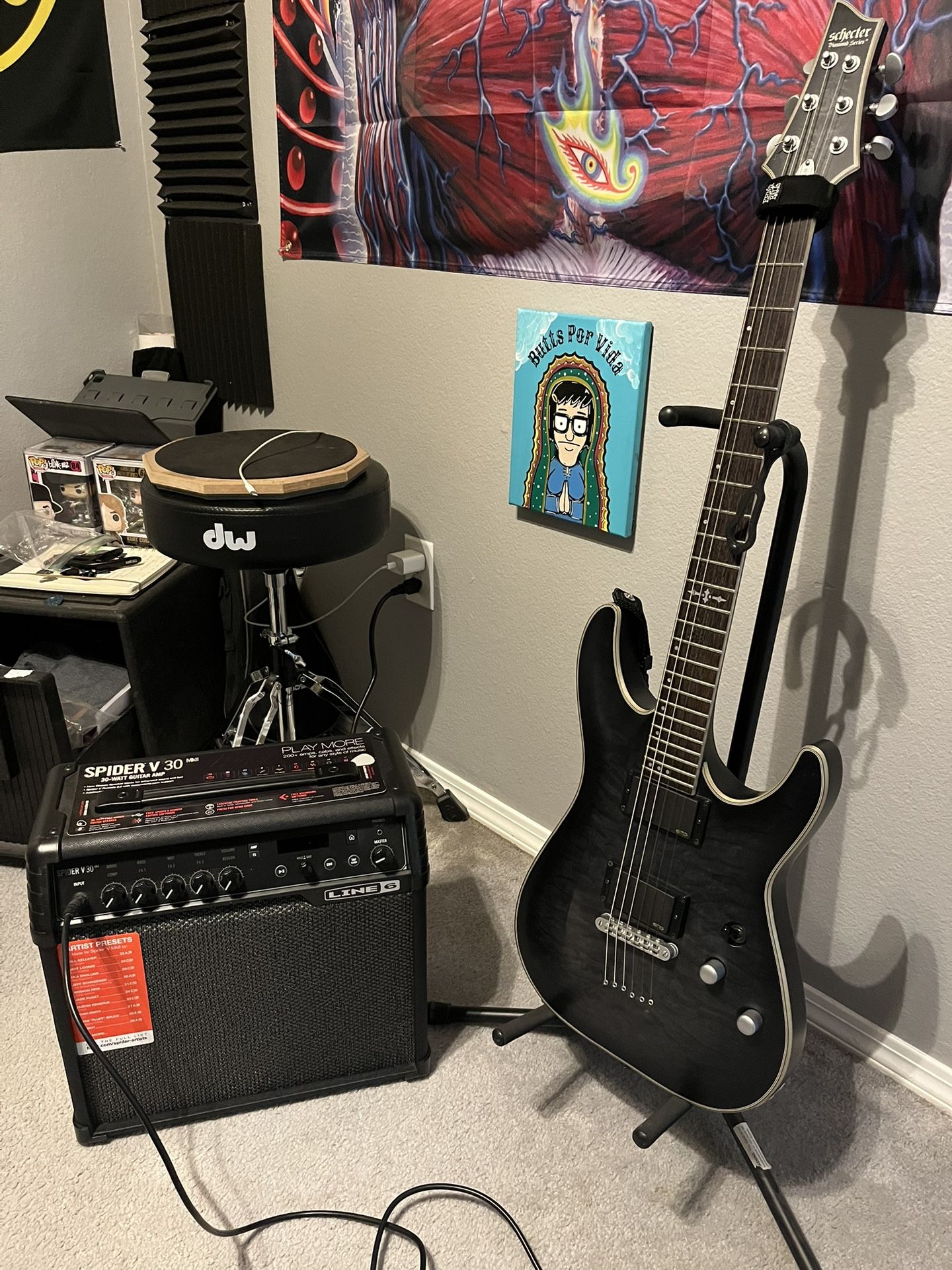 Schecter c-1 Platinum Electric Guitar and Line 6 Spider Amp