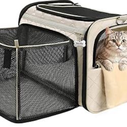 MIDOG Pet Carrier Soft for Small to Medium, Up to 15 Lbs, TSA Airline Approved Soft Sided Pet Carrier, Collapsible Travel Pet Bag (Beige) 