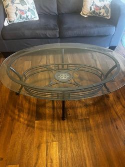 Glass Coffee Table – Metal Frame