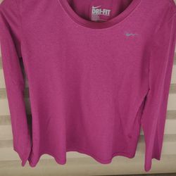 Nike Fuchsia Ladies Medium Size Dri-Fit Long Sleeve T-shirt