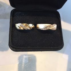 14 Kt real gold ,diamond wedding bands