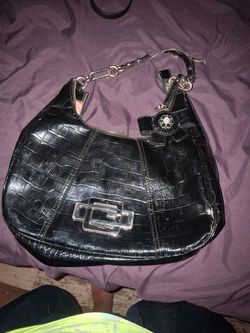 Guess Black Croc-Embossed Hobo Bag