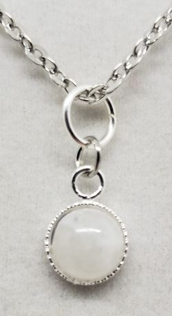 Natural Round Moonstone Silver Necklace