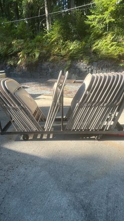 Folding chairs on trolley