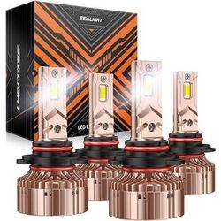 SEALIGHT X6S 9005/HB3 9006/HB4 Bulbs Combo 56000LM 800% with 25000PRM,6000K Cool White, Pack of