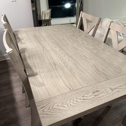 Rectangular 4 Person Dining Set- Clari Grey/White