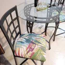 Versatile 36" Beveled  Glass Top Bistro Table And Chair Set