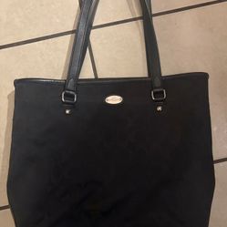 Vintage Coach Signature Zip Top Tote/black coach signature canvas leather shoulder tote bag satchel.