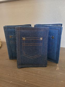 Denim Jean Pocket Photo Album Lot Of 3 Holds 33 4x6 Photos Each