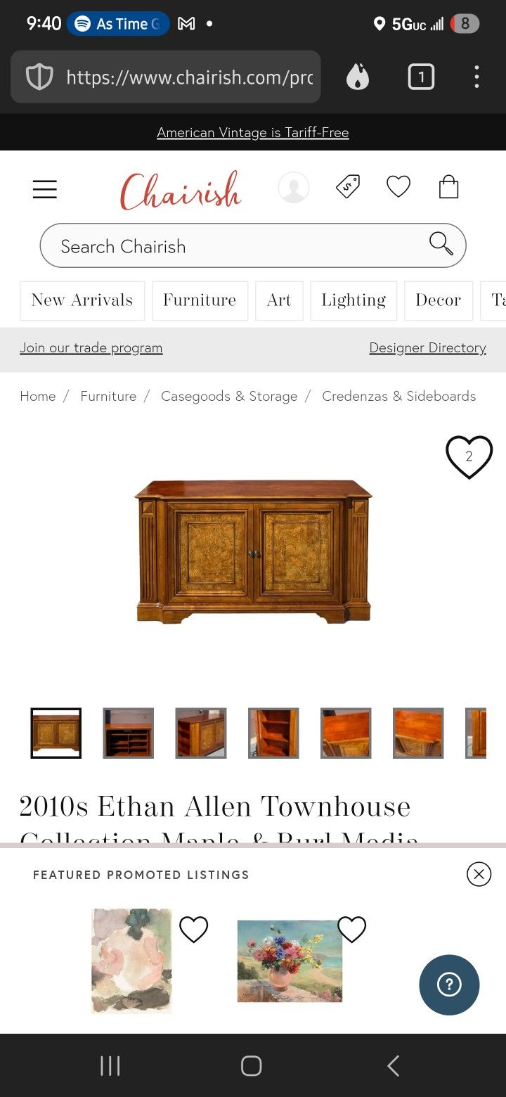 2010s Ethan Allen Townhouse Collection Maple & Burl Media Credenza