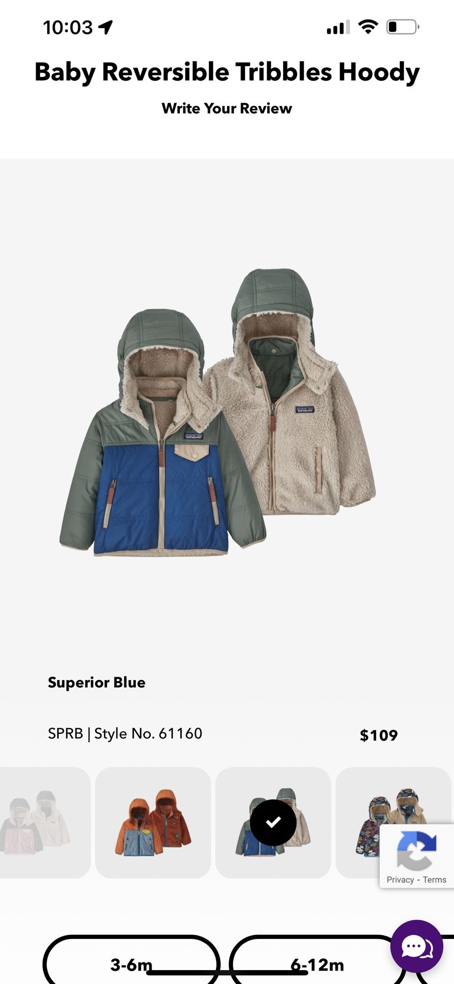 Patagonia Reversible Baby Coat