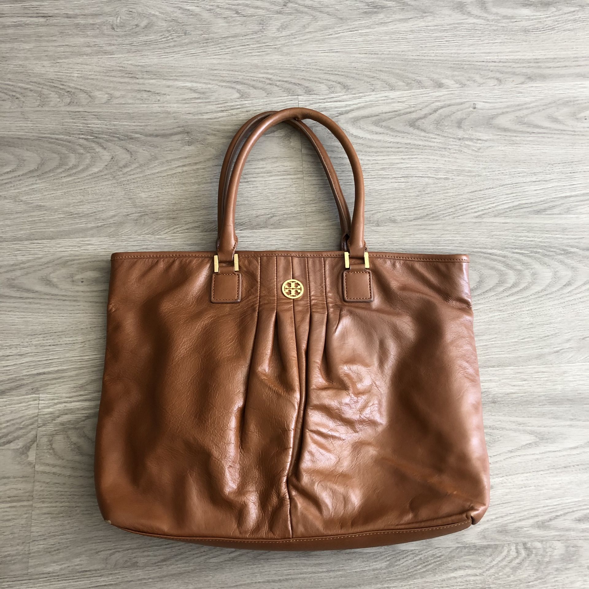 Tory Burch Saddle Brown Signature Tote Bag Purse