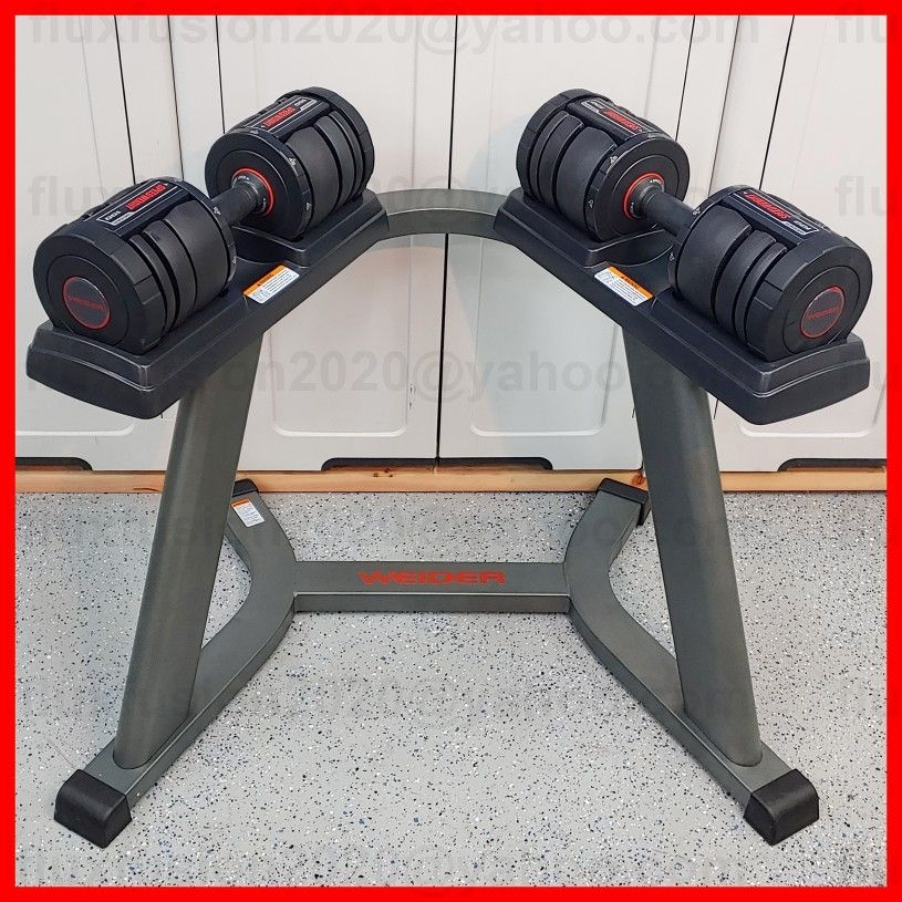 Weider SpeedWeight 100 - 100lb Dumbbell Set + Stand / Rack - Adjustable Dumbbells (space-saving like Bowflex 552) Home Gym