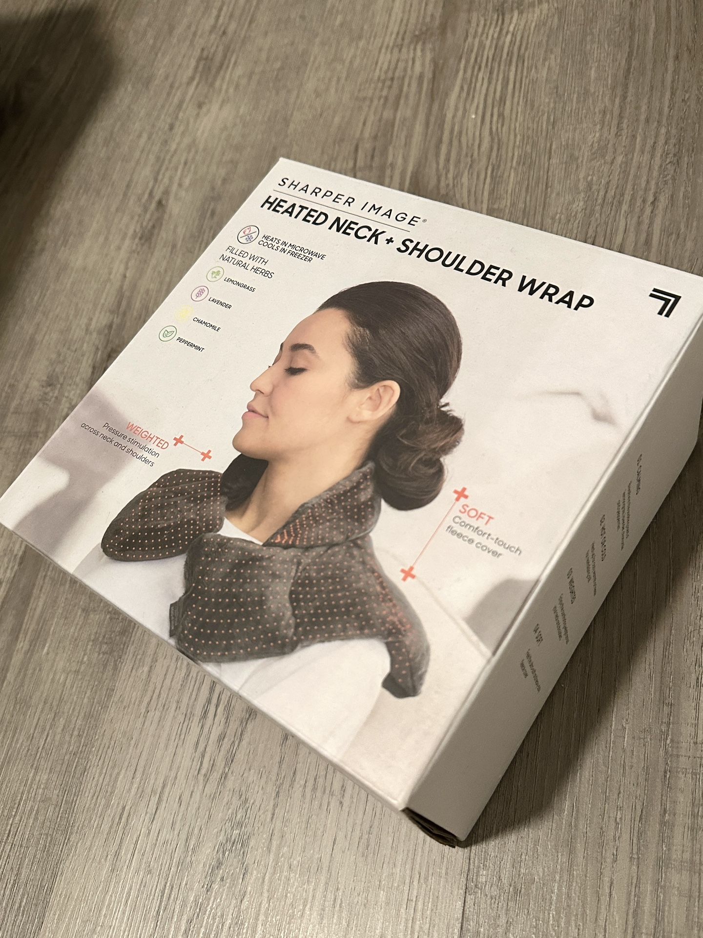 Sharper Image Heated Neck & Shoulder Wrap - Microwavable Warm & Cooling Plush Pad, Scented Aromatherapy (100% Natural Lavender & Herb Spa Blend)