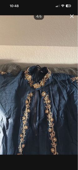 New Heavy work blue kurti cover only M