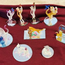 Wonderful 9 Unique Cat Figurines By Glass Baron! 