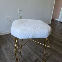 White Faux Fur Stool

