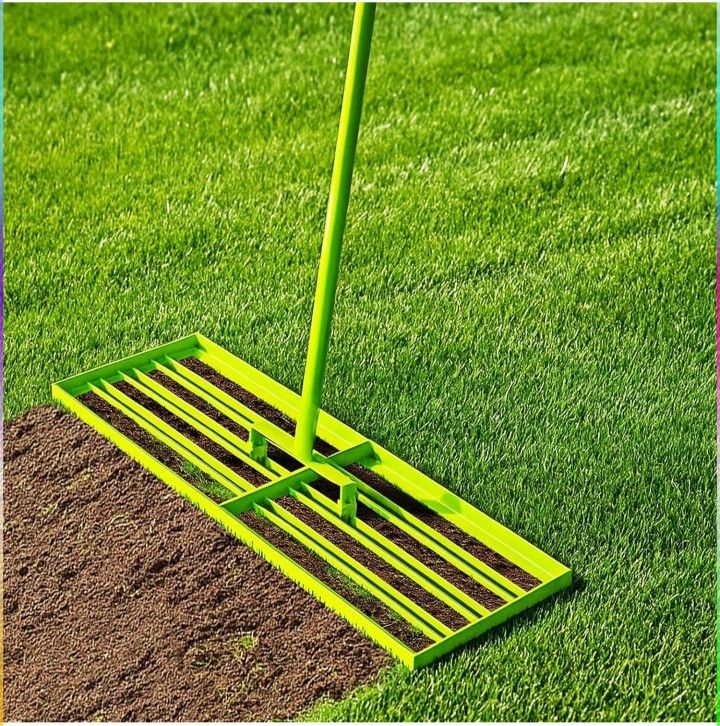 Lawn Leveling Rake 30"x10" - Stainless Steel with Adjustable 30"-74" Handle, Anti-Flipping Lawn Tool for Garden, Farm, Backyard, Golf Course