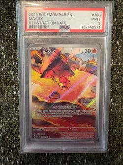 Magby 186/182 Pokemon SV04: Paradox Rift Illustration Rare Holo PSA 9 (2023)