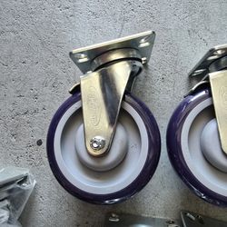 8- Krowne  Wheel Universal Swivel Plate Casters With Brakes NEW