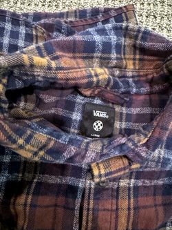 Vans Flannel Shirt - Large, Brown/Navy Plaid