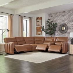Modern Leather Sectional Sofa Power Recliner 0 Down With No Credit / Hablamos Español