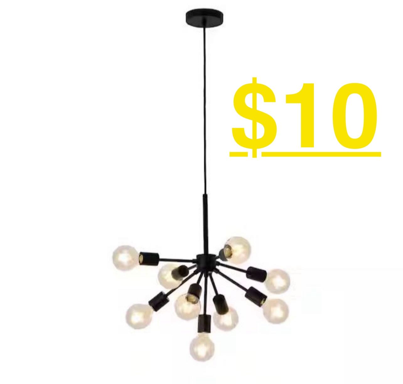 Adesso 9-Light Black Chandelier with No Shade