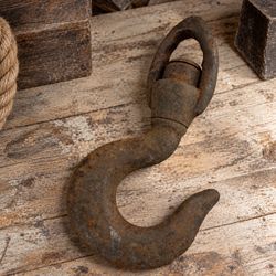 Vintage Heavy Duty Industrial Steel Swivel Lifting Hook 10" Rustic Decor