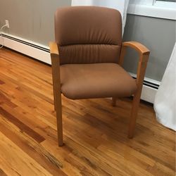 Beautiful Leather  Chair  With Wooden Arms 