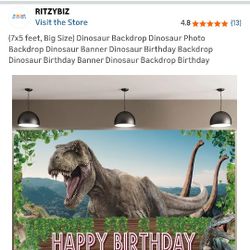 Dinosaur Party Decor ( Backdrop And Birthday Banner)