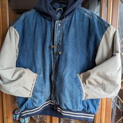 Vintage Stonewash Denim Bomber Jacket
