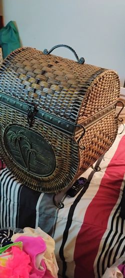 Antique Wicker Chest With Iron Hardware