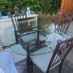 Glass Table With 4 Chairs