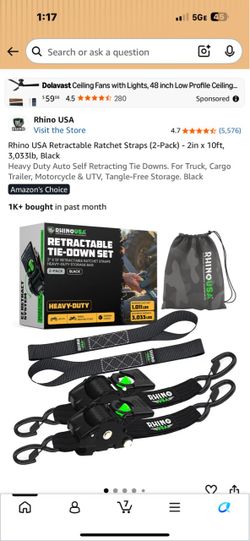 Rhino USA Retractable Ratchet Straps 2-Pack