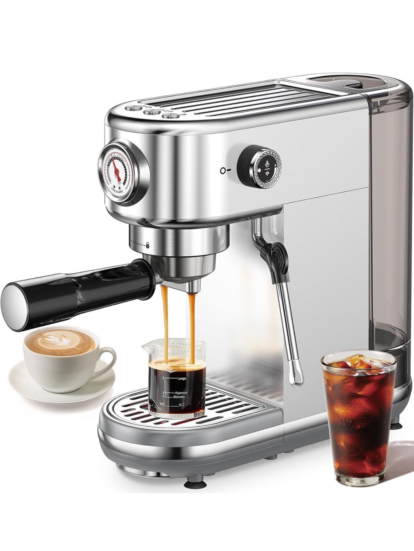 Espresso Machine with Milk Frother, 20 Bar High Pressure Professional Espresso Maker Automatic, Compact Stainless Steel Coffee Machine for Cappuccino,,All Products : American Fashion Style Bags On Sale