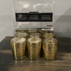 A Lot Of Ashland Basic Element Mercury Glass Candle Holders W/candles