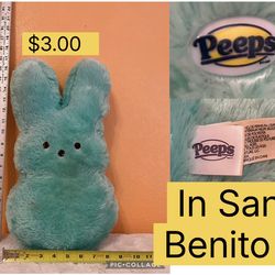 Peeps- Plushie Aqua Turquoise Bunny Rabbit Stuffed Easter Plush Pillow for sale