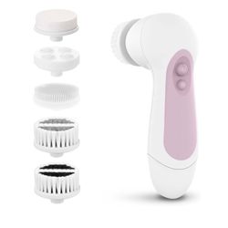 Waterproof Facial Cleansing Spin Brush Set with 5 Exfoliating Brush Heads - Elec
