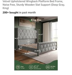 King size bed frame - gray