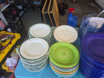 Restaurant plates and cup and silverware