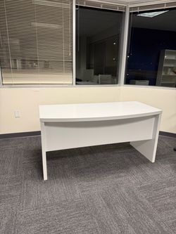White bow shaped office desk! Spacious