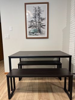 3 piece dining set (table plus 2 benches)