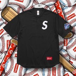 Supreme S Logo Baseball Henley Jersey M