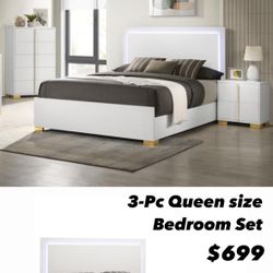 3-Pc Queen Size Bedroom Set. $53 Down Payment 