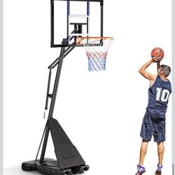 Adjustable Basketball Hoop Outdoor 10FT with 44/48 Inch Backboard, Portable Basketball Hoops & Goals Outdoor with Stepless Crank, for Youth Adults Kid