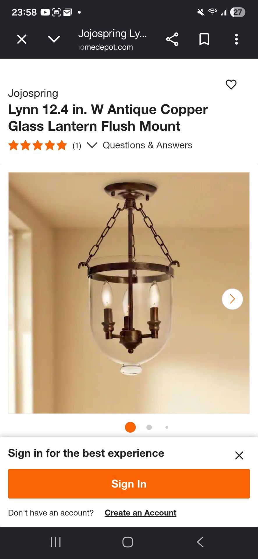 Antique copper glass chandelier