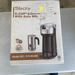 Sboly k cup and ground machine with auto milk frother