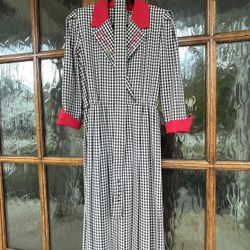 SABINO black and white gingham DRESS 80's VTG WIDE COLLAR With Belt USA 12