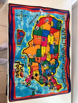 Vintage 1996 NFL “Map of the USA” Play Carpet – 24”x36” – All 30 Teams – Apache Mills / National Mat – Official NFLP License