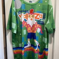 Royal Farm Chicken Palooza 2023 Peace Love Shirt 2XL Green Disco Roller Skates